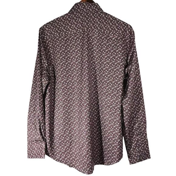 NWT Society of Threads No Iron Stretch Brown Floral Shirt M - Picture 2 of 5